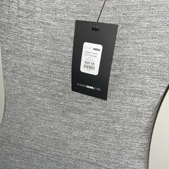 Gray Tube-top Biker Short Romper - Picture 5 of 5